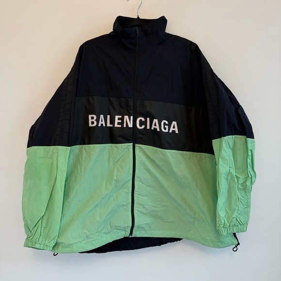 Balenciaga Men's Black and Green windbreaker